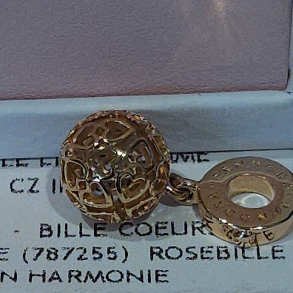 Authentic Pandora *Retired *Rose Harmonious Hearts Pendant Charm 787255 - Picture 11 of 12